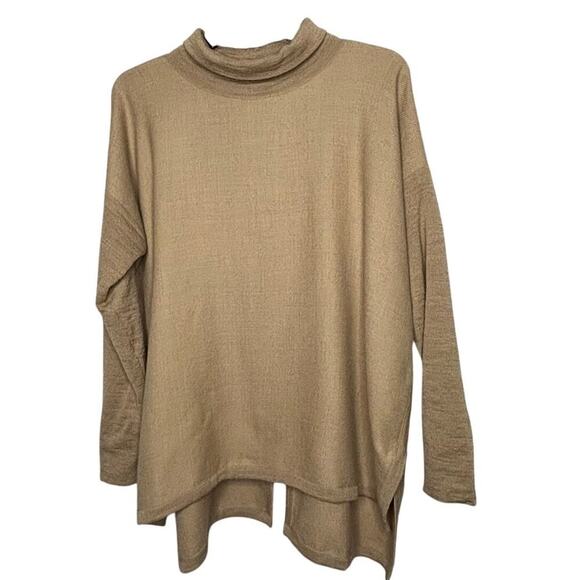 Cuyana Tan Turtleneck 100% Baby Alpaca Tunic Oversized Luxury Sweater Size XS - Picture 1 of 10